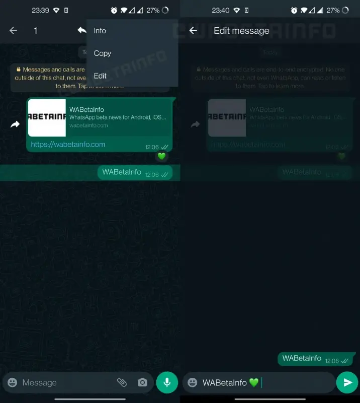 WhatsApp has a message edit feature in the works