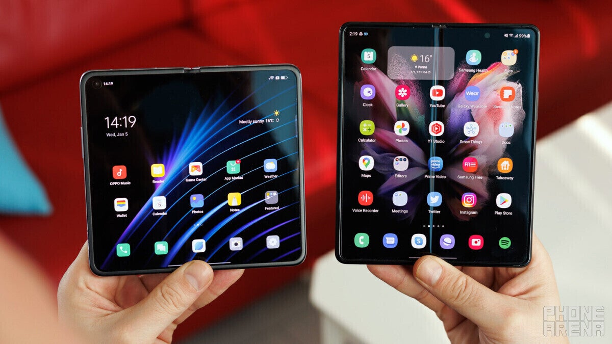 The Oppo Find N (left) and Galaxy Z Fold 3 (right) are just two of several folding options we have in 2022, the market&#039;s growing - While indecisive Google is playing catch-up with Apple, Samsung plows ahead (Pixel Fold, Pixel Watch, Pixel 6)