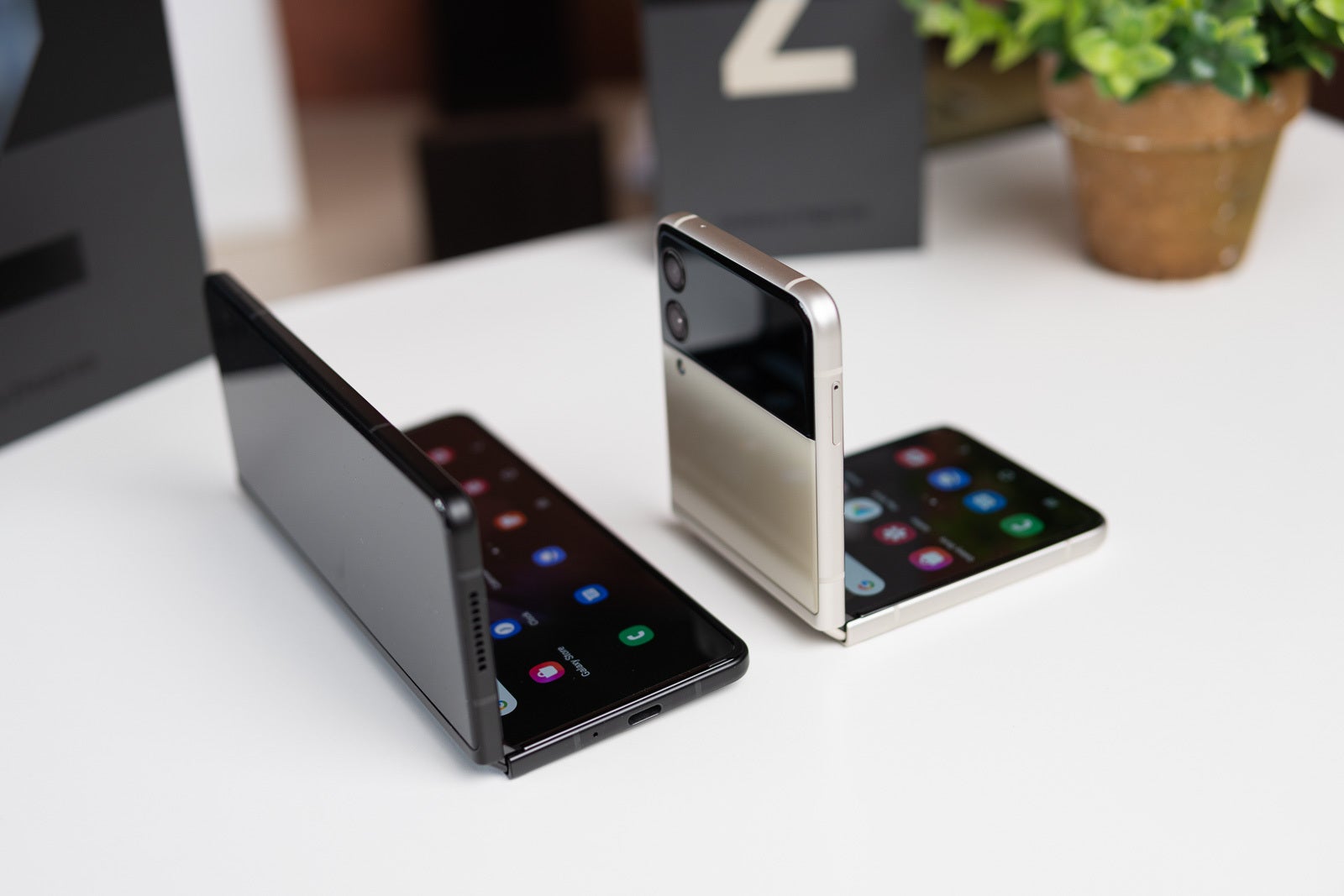 The Galaxy Z Fold 3 (left) and Z Flip 3 (right) - While indecisive Google is playing catch-up with Apple, Samsung plows ahead (Pixel Fold, Pixel Watch, Pixel 6)