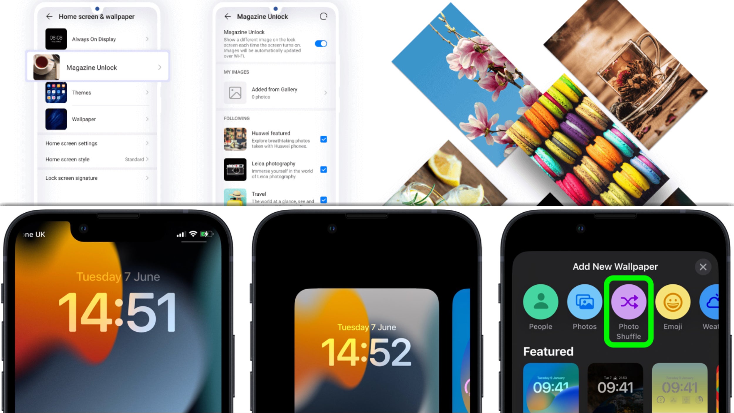 Huawei&#039;s ancient Magazine Unlock, which shuffles through various wallpapers is now an iPhone thing too. - iOS 16 sends iPhone 14 back to 2012 with old Android features and 2032 with jaw-dropping AI tricks
