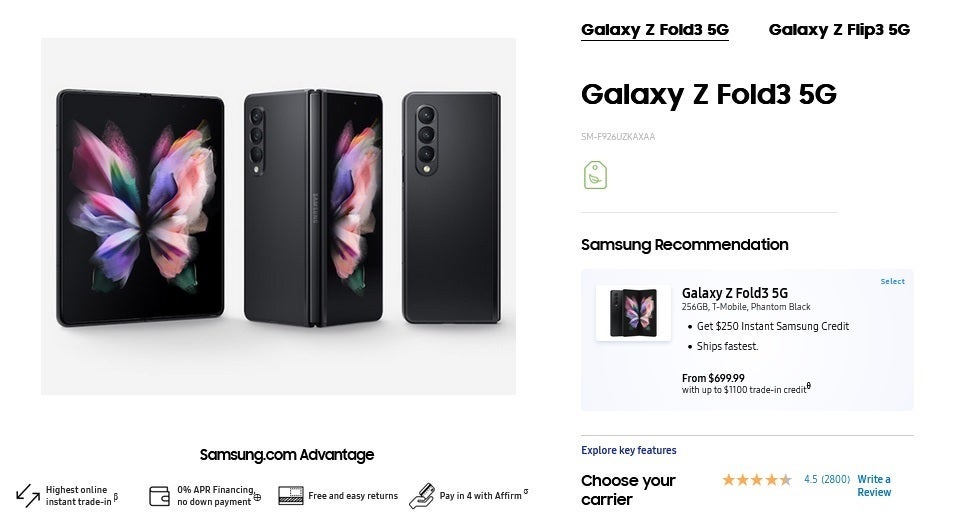 Save up to $1,100 by trading in certain Samsung phones toward the purchase of the Galaxy Z Fold 3 - Certain Samsung phones with cracked screens can save you $1,100 toward purchase of a new Fold 3