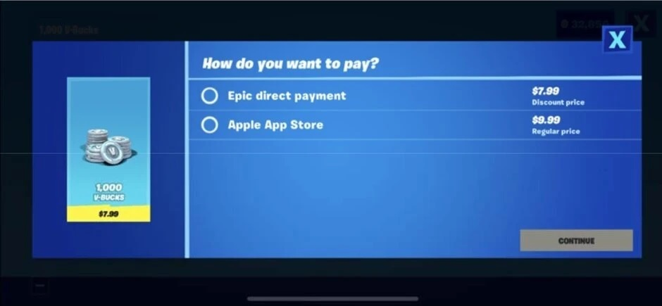 Epic ha offerto la propria piattaforma di pagamento in-app per gli utenti di Fortnite in modo che potessero aggirare il taglio dei pagamenti in-app di Apple - Apple cede agli sviluppatori di app di incontri olandesi
