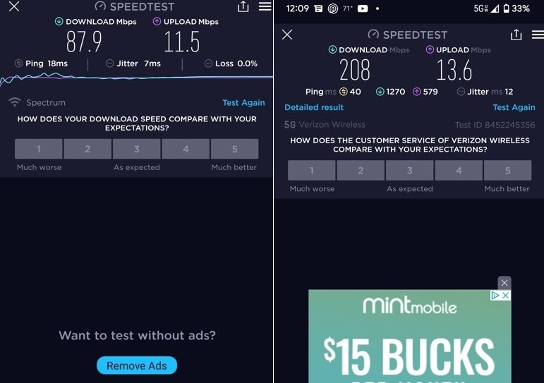 Low-Band 5G at left, Mid-Band at the right - What was your first time (connecting to a 5G signal) like?