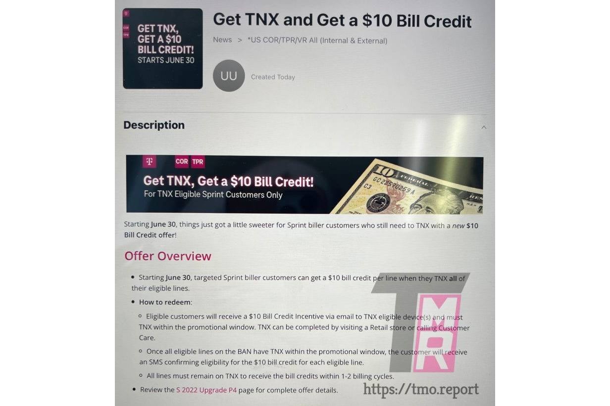 The alleged document about the upcoming T-Mobile offer for Sprint customers - T-Mobile may bribe Sprint customers to switch to its network ASAP