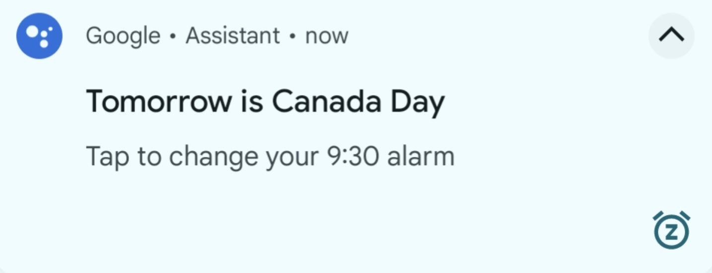 Pixel's At a Glance widget will save you some sleep by reminding you to disable your daily alarm before a holiday - Cool Pixel feature might help you get more sleep on July 4th thanks to Google Assistant