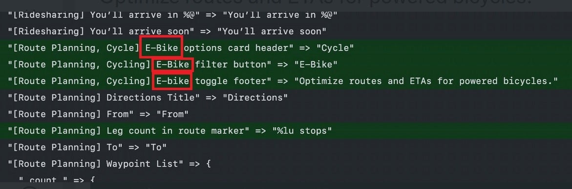 Code in Apple Maps discovered by developer Steve Moser mentions E-Bikes - Apple Maps could get a feature that Google Maps doesn't have