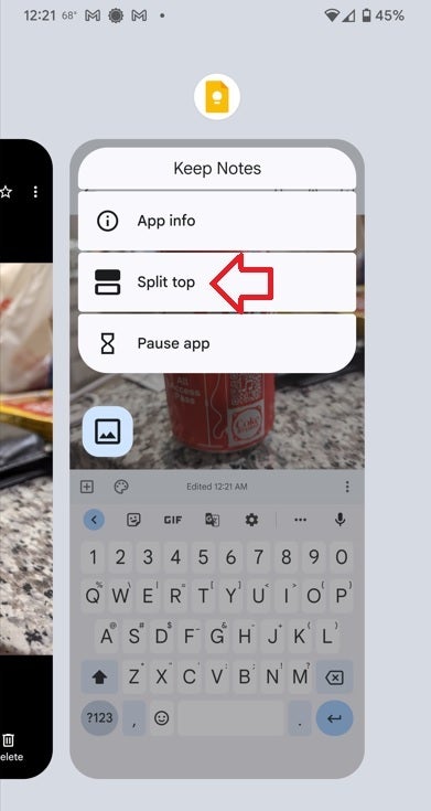 One of the first steps required to set up the split screen using Keep and Android Messages - Google Keep now shares images with other apps using drop and drag; here's how it is done!