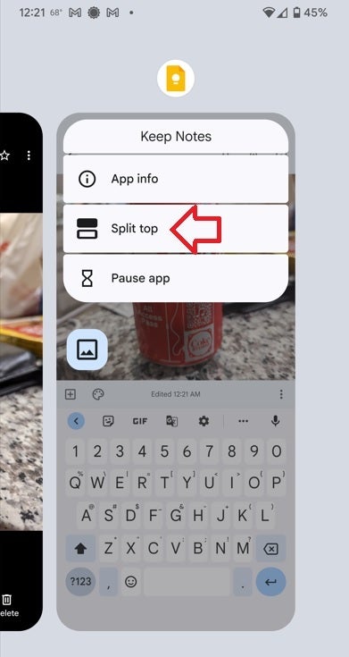 One of the first steps required to set up the split screen using Keep and Android Messages - Google Keep now shares images with other apps using drop and drag; here's how it is done!