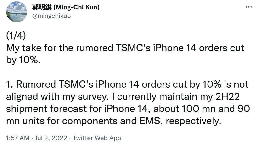 Kuo contradicts Digitimes stating that his supply chain survey shows no 10% iPhone 14 order cut - Top analyst rejects talk of a 10% cut in iPhone 14 orders