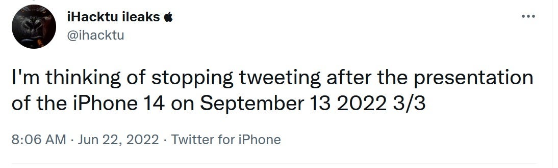 Twitter tipster says the iPhone 14 line will be unveiled on September 13th - Tipster says to expect the iPhone 14 series to be released on this date