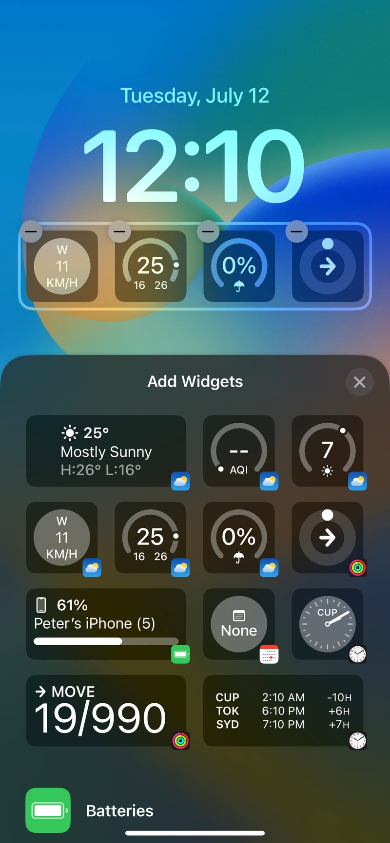 iOS 16 lock screen widgets