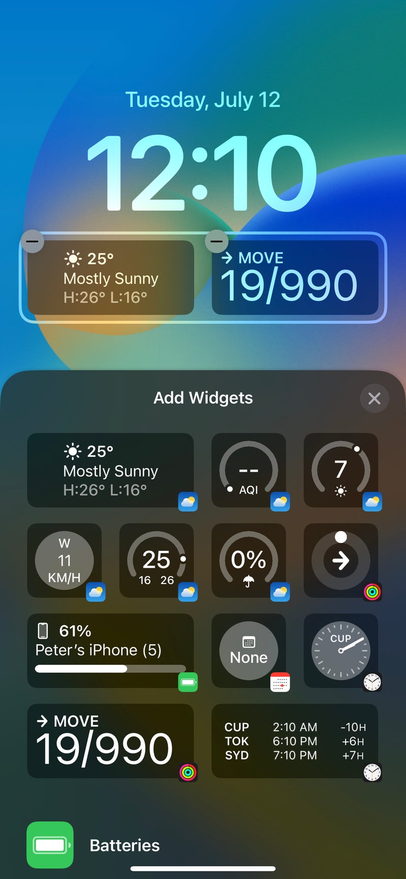 iOS 16 lock screen widgets