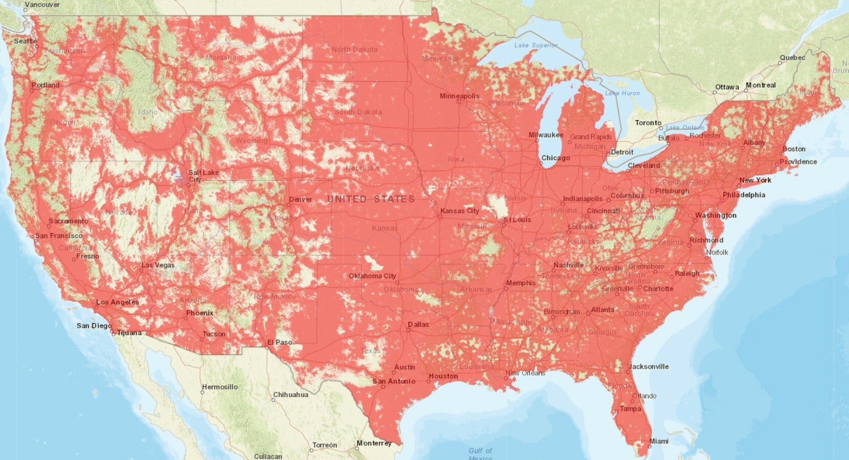 Verizon 4G LTE coverage map