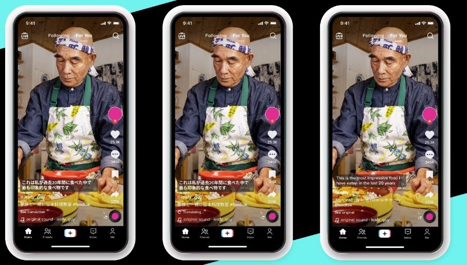 TikTok adds auto-caption and translate, so you can understand that cool Japanese chef