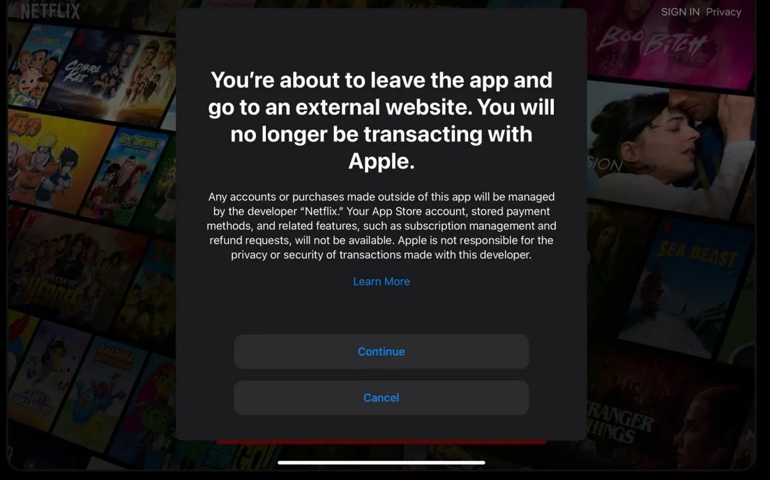 Netflix escapa do imposto da Apple - Netflix escapa finalmente do imposto da Apple, pois o aplicativo se vincula ao site de assinatura do próprio streamer