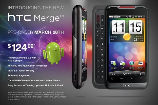 HTC Merge shows up on Alltel&#039;s website for $125; pre-orders start on Monday