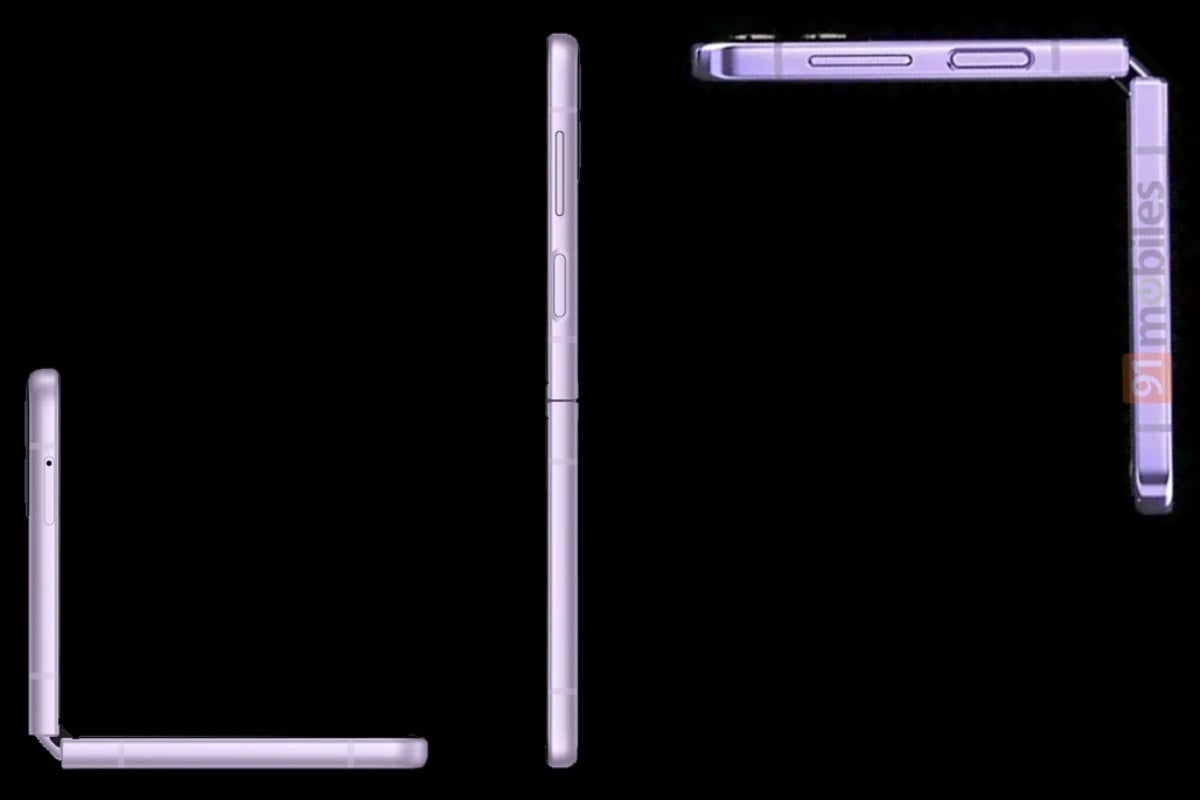 A neat visual comparison between the Z Flip 3 frame (left) and the Z Flip 4 (right). - This is our most detailed look yet at all four main Samsung Galaxy Z Flip 4 colors