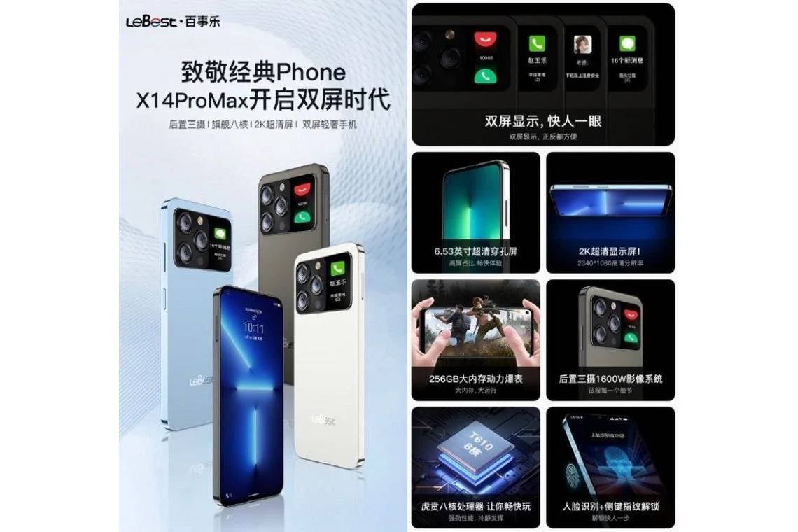 Marketing material for the LeBest X14 Pro Max - Is that you, iPhone 14 Pro Max? LeBest launches cheap iPhone knock off