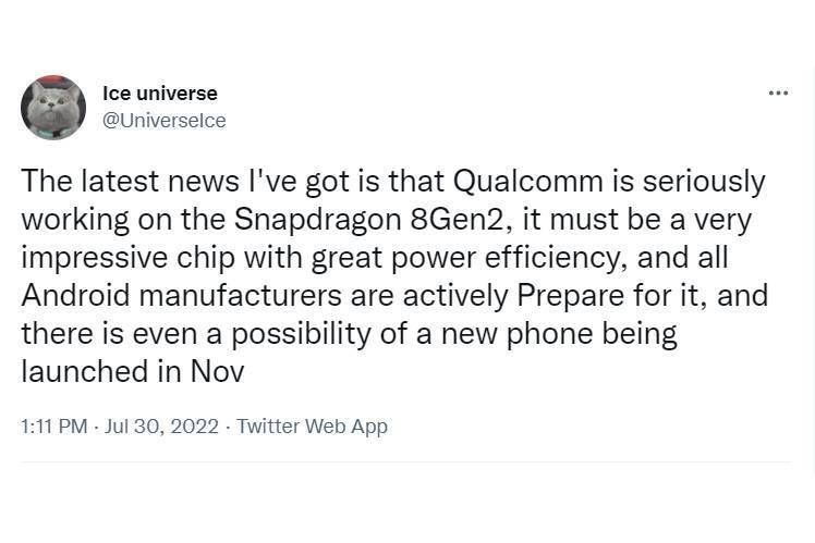 Prominent leaker is all praises for the Snapdragon 8 Gen 2 - Next wave of flagships with Snapdragon 8 Gen 2 could start arriving by November