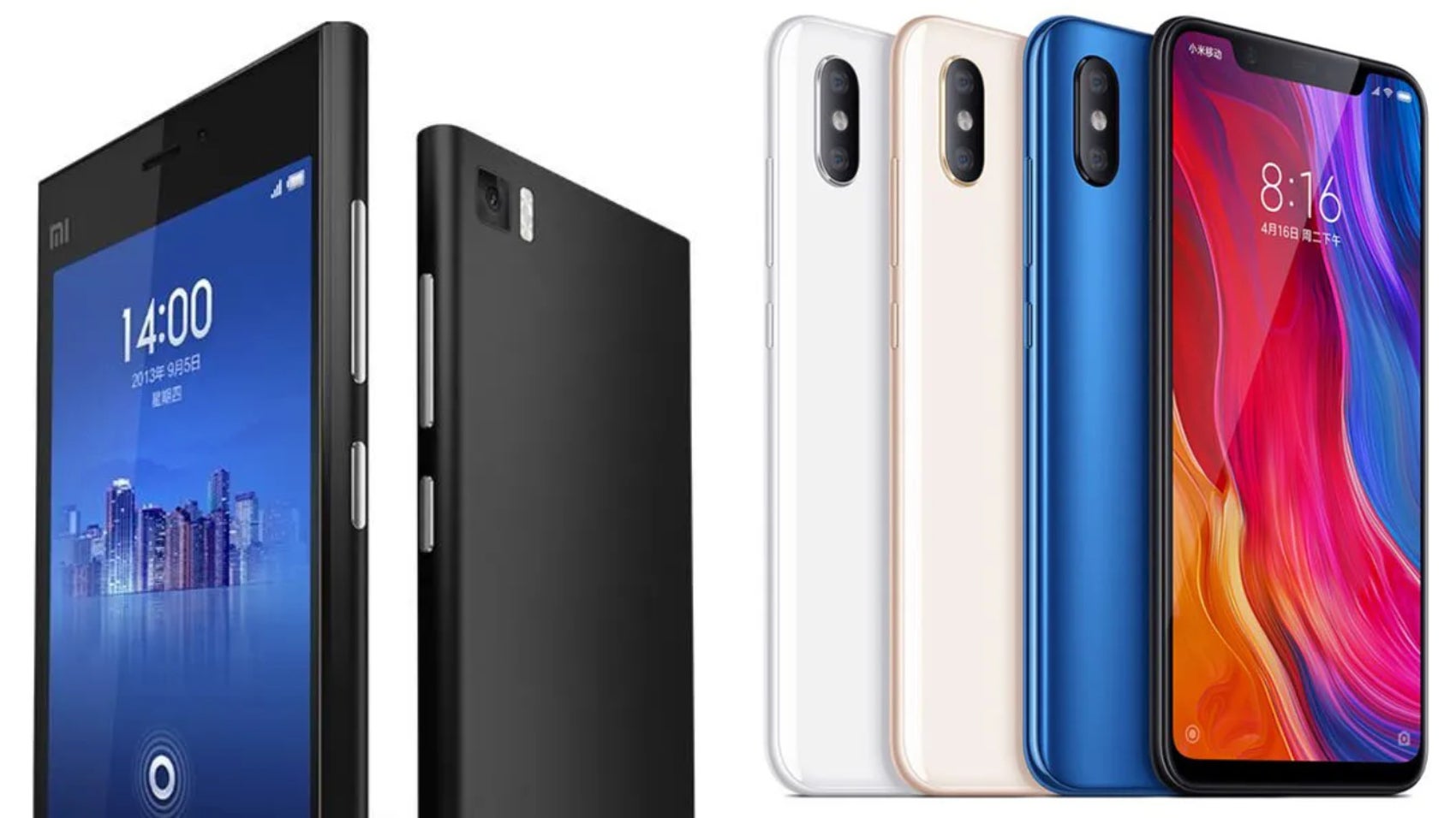 Xiaomi Mi3 (links) en Xiaomi Mi8 (rechts) - doet de laatste je denken aan een telefoon van $ 1.000?  - Xiaomi 12S Ultra: van een iPhone-kloon tot een wereldwijde krachtpatser - de student wordt de meester?