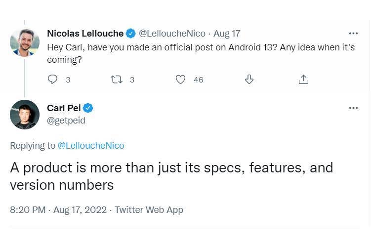 Companies are rushing to roll out Android 13 but Nothing doesn't get the hype