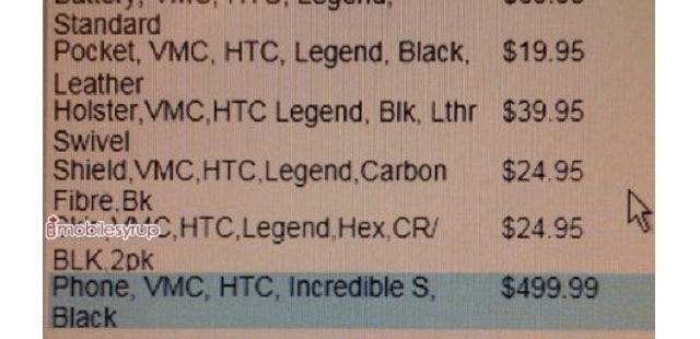 HTC Incredible S appears in Virgin Mobile Canada's inventory system & priced at $499.99