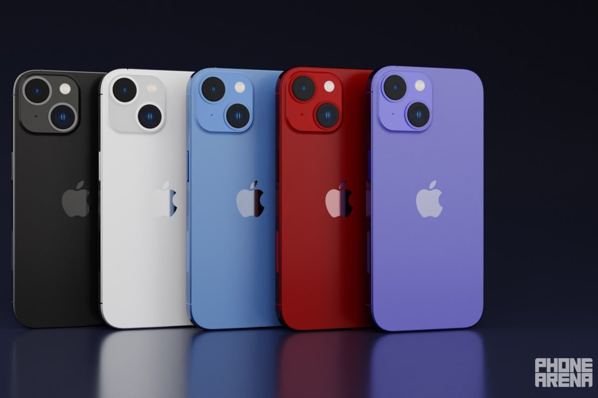 이것은 바닐라의 iPhone 14가 소문이있는 6 가지 색상 중 5 가지 색상으로 어떻게 보이는지입니다.