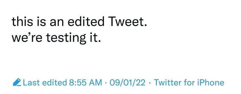 This is what an edited Tweet will look like. Note the timestamp and the icon at the bottom of the tweet - Twitter says it is now testing the feature that is most demanded by users