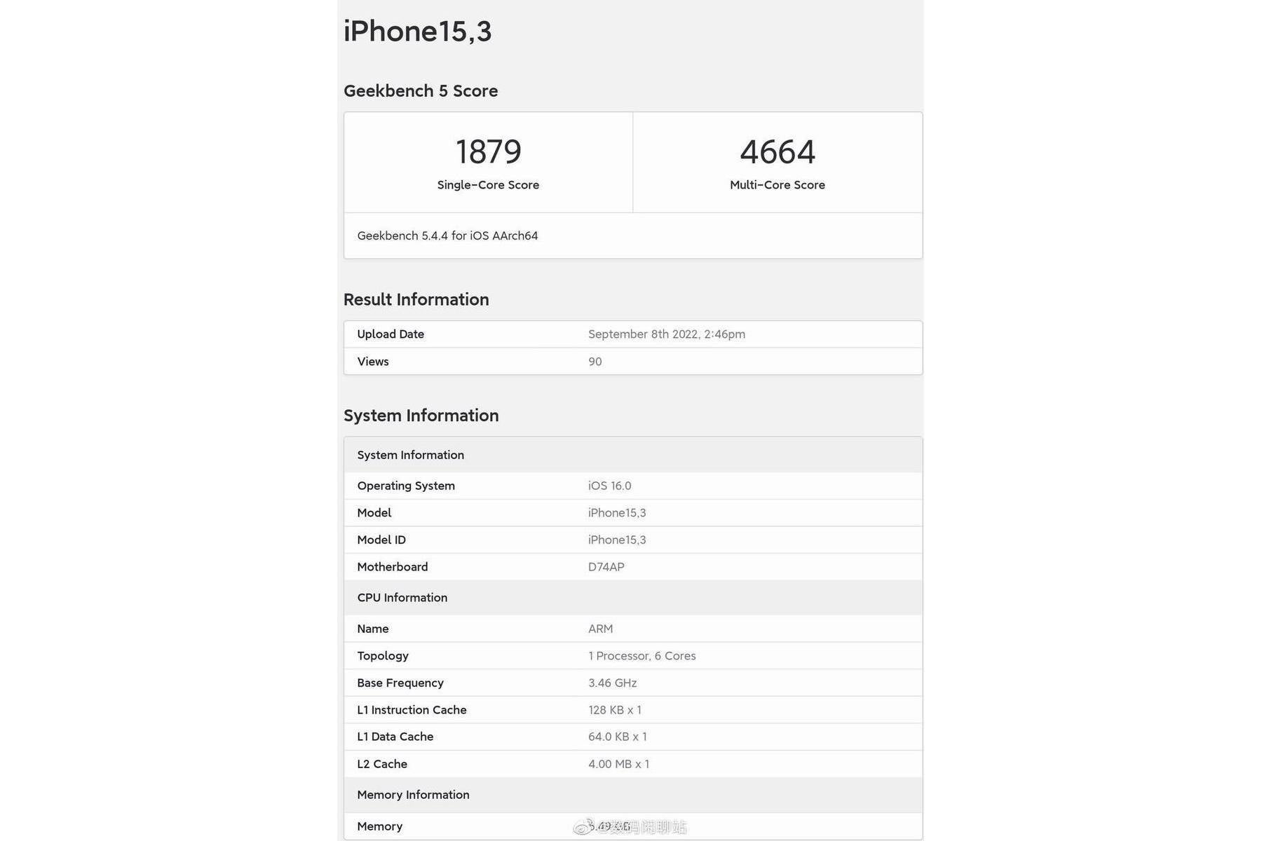 geekbench 5 iphone 14 pro