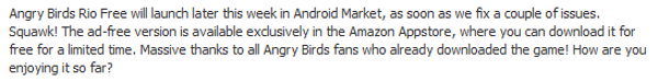 Android Market to offer Angry Birds Rio later this week