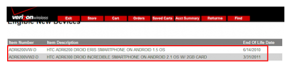 Last year, a leaked Verizon document showed that the HTC Droid Incredible would reach its EOL on March 31st 2011 - HTC Droid Incredible reaches the 'End of Life'; Droid Incredible 2 coming?