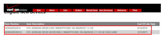 Last year, a leaked Verizon document showed that the HTC Droid Incredible would reach its EOL on March 31st 2011 - HTC Droid Incredible reaches the &#039;End of Life&#039;; Droid Incredible 2 coming?