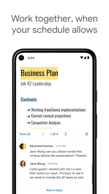 Google Docs for iOS and Android
