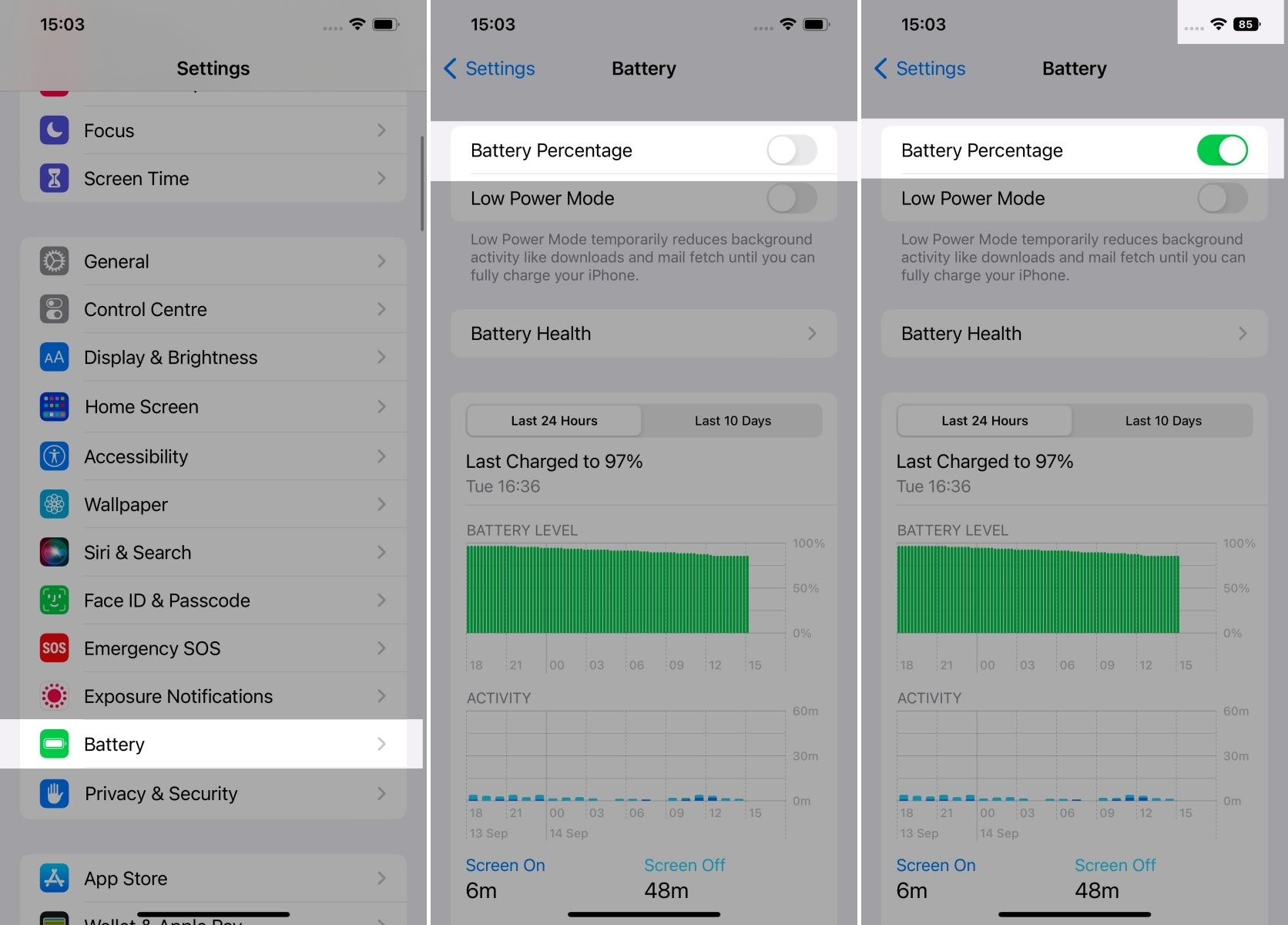How to enable battery percentage in iOS 16