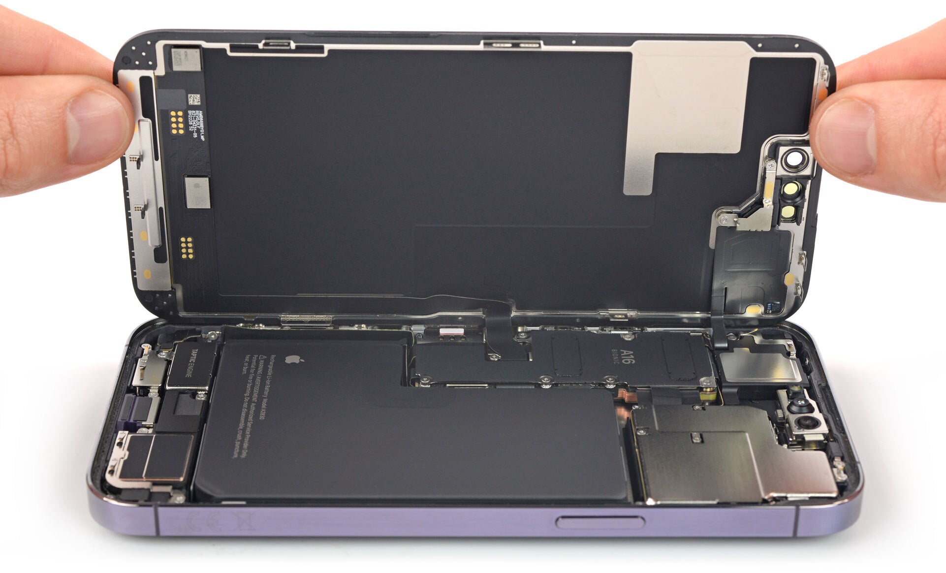 (Image Credit - iFixit) An inside view of the iPhone 14 Pro - iPhone 14 Pro Max teardown is bad news for those hoping for cheaper repairs