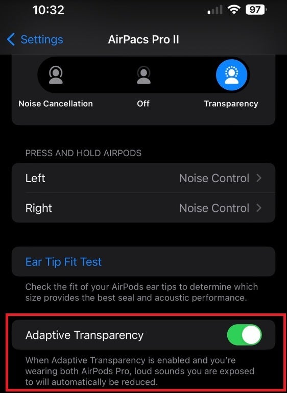 Transparency feature online airpods