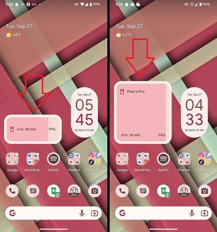 The change to the Pixel battery widget found in the Android 13 QPR1 Beta. Credit 9to5Google - Google improves the Pixel battery widget by adding a new feature