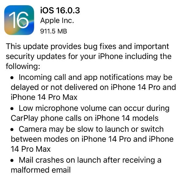 Apple releases iOS 16.0.3 to exterminate some bugs - Apple kills the bug that crashes the Mail app and others with iOS 16.0.3