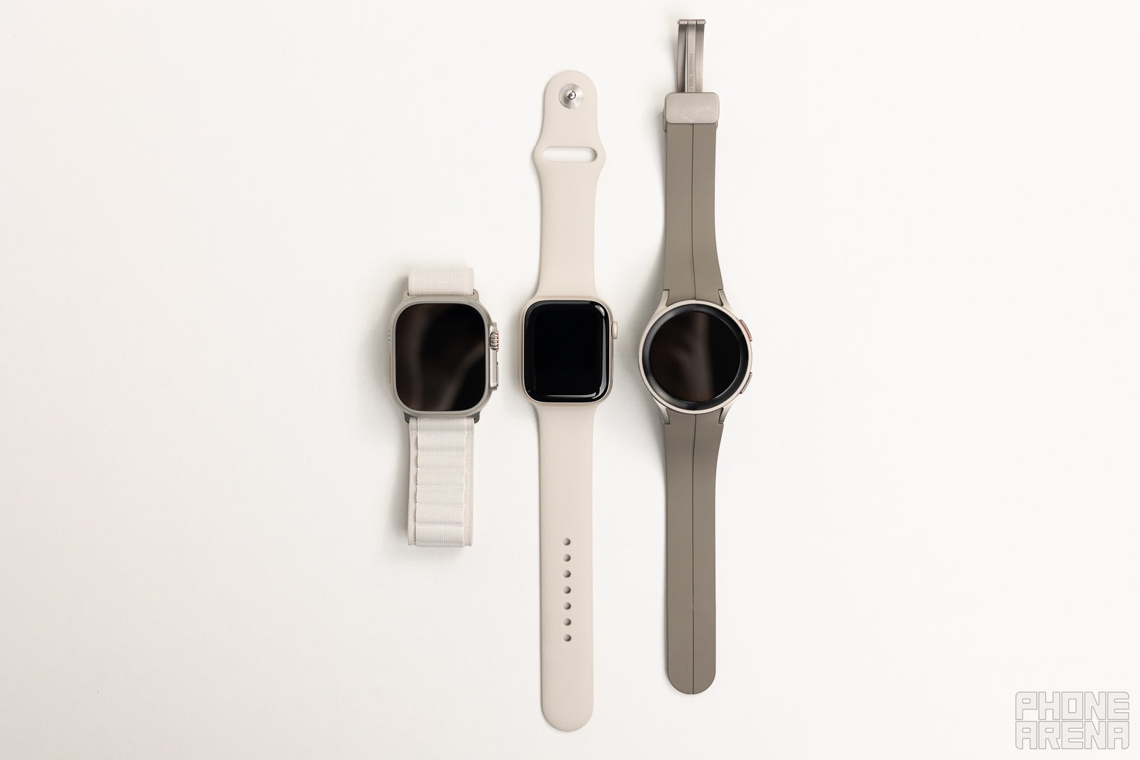 Apple Watch Ultra vs Apple Watch Series 8 vs Samsung Galaxy Watch 5 Pro size comparison with bands on - Apple Watch Ultra size comparison