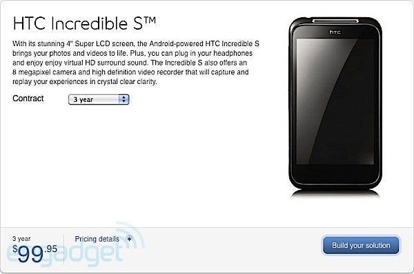 HTC Incredible S lands on Bell&#039;s lineup for $100 with a 3-year contract