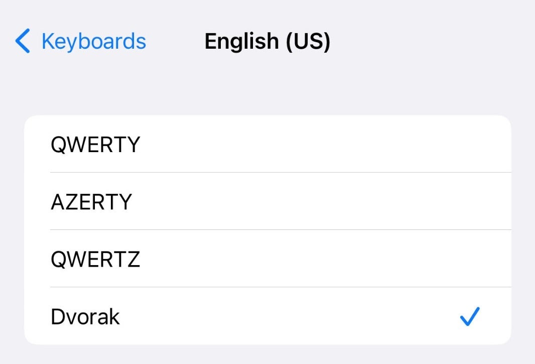 Cara mendapatkan keyboard Dvorak di iPhone Anda - iPhone menambahkan dukungan untuk tata letak keyboard berusia 86 tahun yang disukai oleh "Wozo"