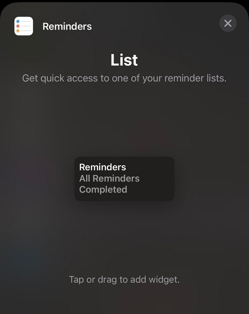 Reminders widget