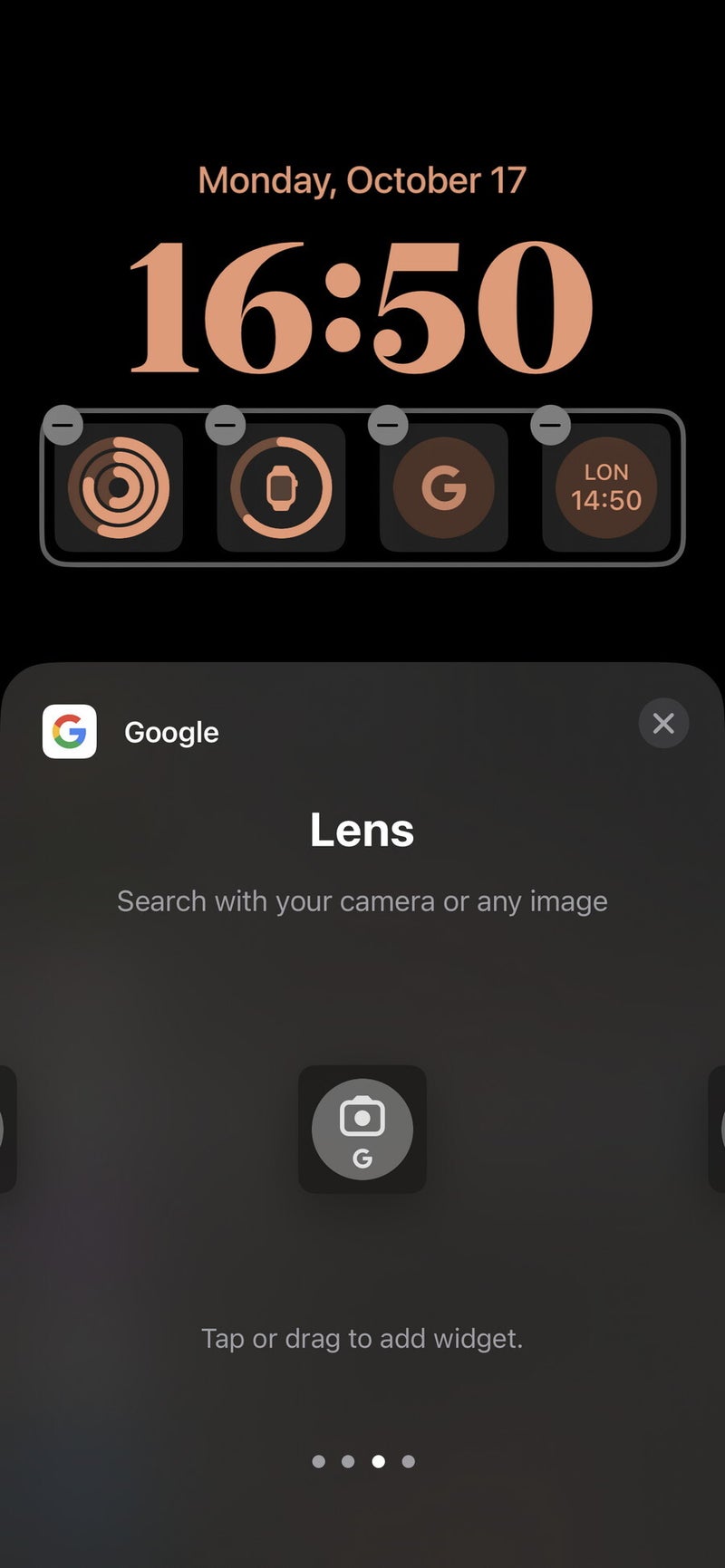 Google Search mini widget for iOS 16