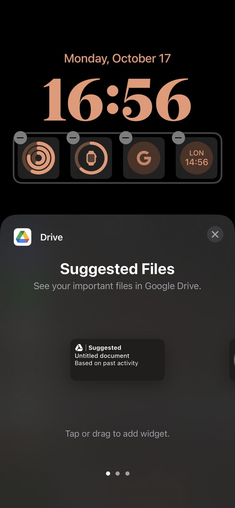 Google Drive mini widget for iOS 16