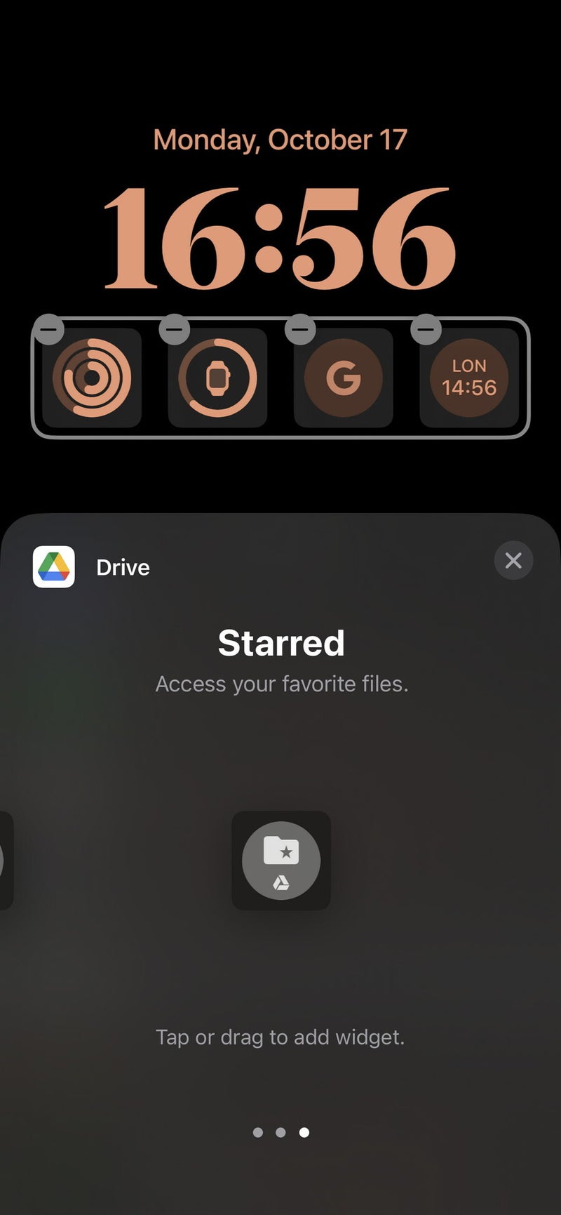 Google Drive mini widget for iOS 16