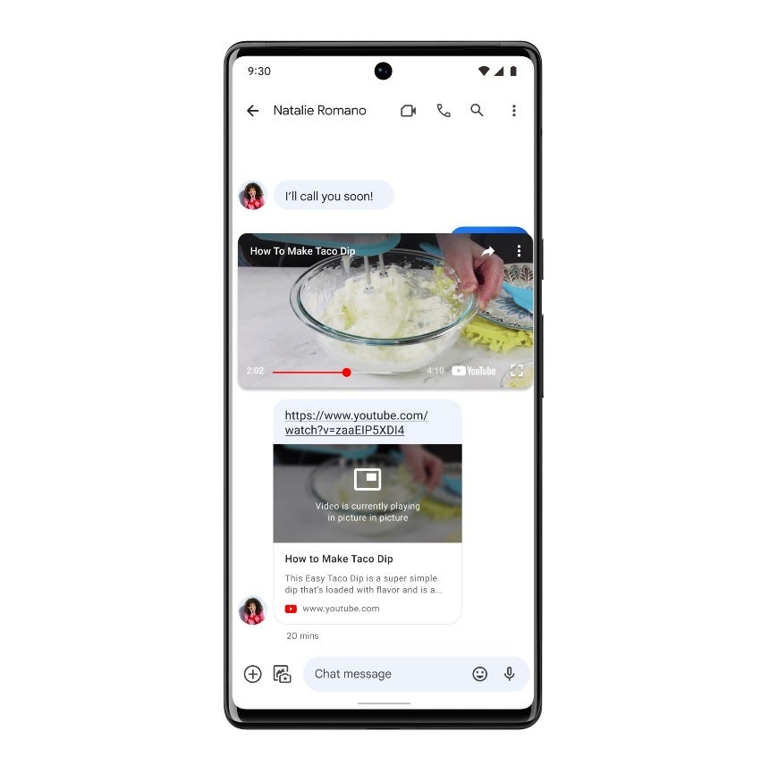 When someone sends you a link from a YouTube video, you can now watch it from inside the Google Messages app - Google announces new features and new icon for its Messages app