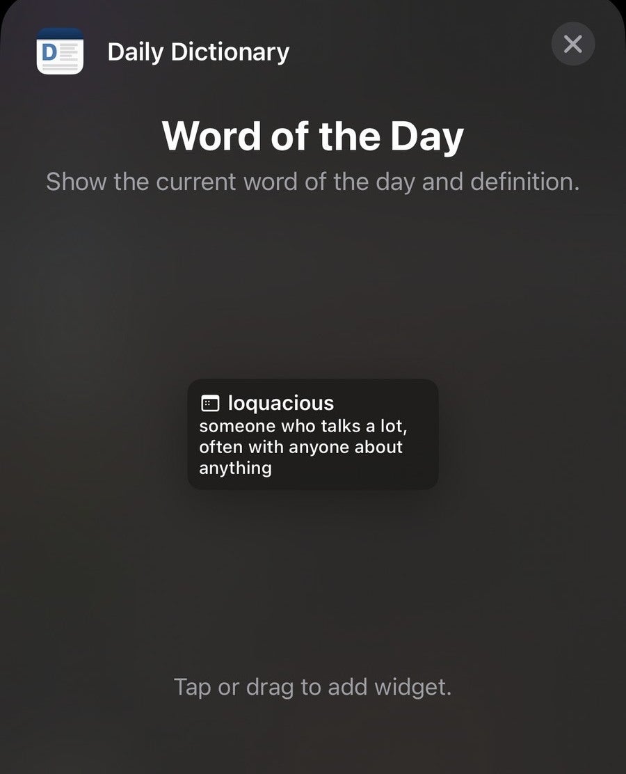 Daily Dictionary for iOS - Best lock screen widgets for iOS 16