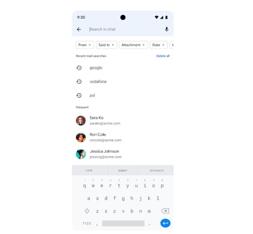 Google rolls out new search features to Gmail and Chat