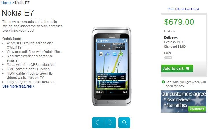 Nokia E7 is now available in the US for a staggering $680 via Nokia&#039;s online store