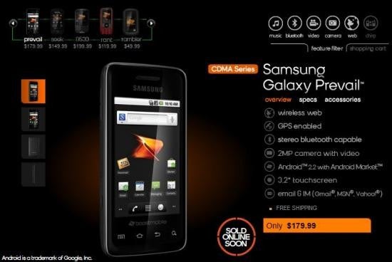 Samsung Galaxy Prevail makes an early arrival on Boost Mobile&#039;s site